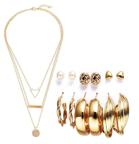 Artificial  Jewellery Only, Necklace and Earrings Combo Jewellery Set for Girls and Women (Gold)