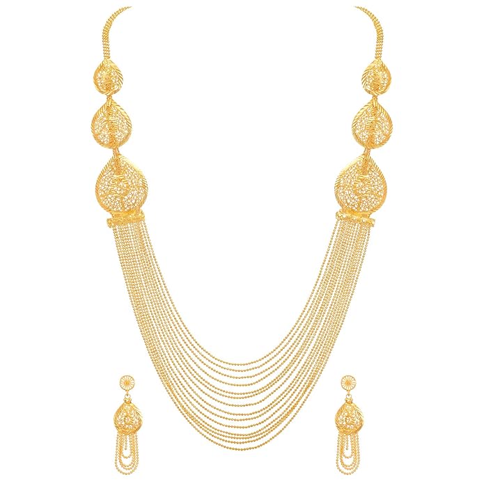 Artificial  Jewellery Only,Shining Diva Fashion One Gram  Plated Latest Long Chain Traditional Necklace Jewellery Set for Women