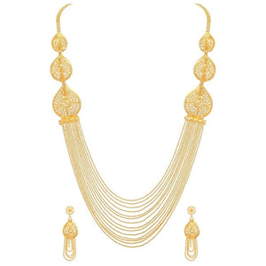 Artificial  Jewellery Only,Shining Diva Fashion One Gram  Plated Latest Long Chain Traditional Necklace Jewellery Set for Women