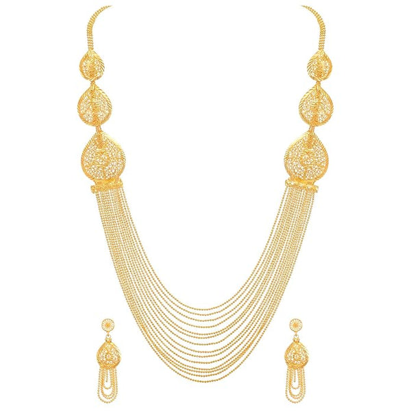 Artificial  Jewellery Only,Shining Diva Fashion One Gram  Plated Latest Long Chain Traditional Necklace Jewellery Set for Women