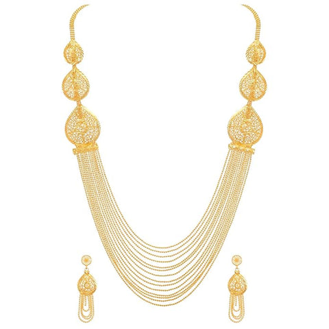 Artificial  Jewellery Only,Shining Diva Fashion One Gram  Plated Latest Long Chain Traditional Necklace Jewellery Set for Women
