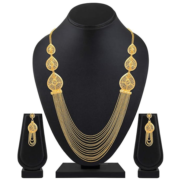 Artificial  Jewellery Only,Shining Diva Fashion One Gram  Plated Latest Long Chain Traditional Necklace Jewellery Set for Women