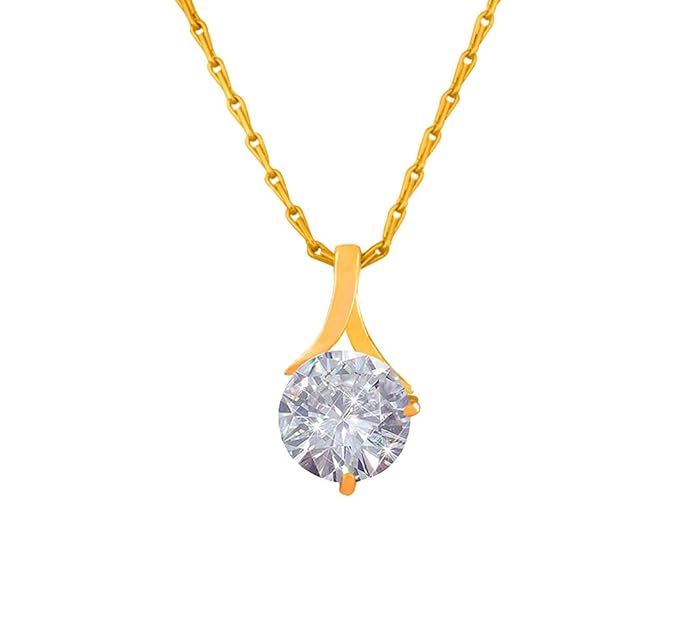 Artificial  Jewellery Only , Less One Gram Plated Solitaire cz american cubic Zircon pendant locket Stylish Delicate Pendant with Chain for Women & Girls
