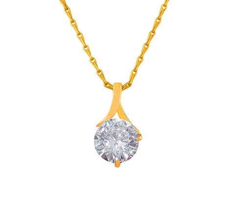 Artificial  Jewellery Only , Less One Gram Plated Solitaire cz american cubic Zircon pendant locket Stylish Delicate Pendant with Chain for Women & Girls
