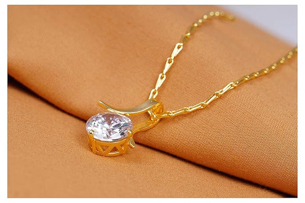 Artificial  Jewellery Only , Less One Gram Plated Solitaire cz american cubic Zircon pendant locket Stylish Delicate Pendant with Chain for Women & Girls