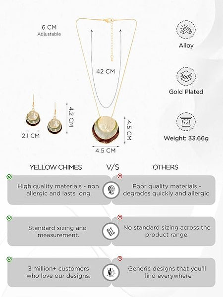 Artificial  Jewellery Only,Yellow Chimes Jewellery Set For Women | Fashion Golden Necklace Set for Women | Luxe Layers