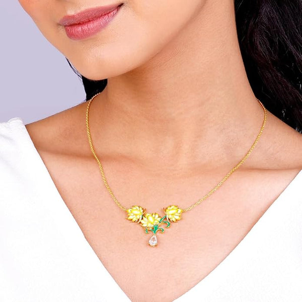 Artificial  Jewellery Only,GIVA 925 Silver Rose  Zircon Stoned Necklace | Gifts for Women & Girls