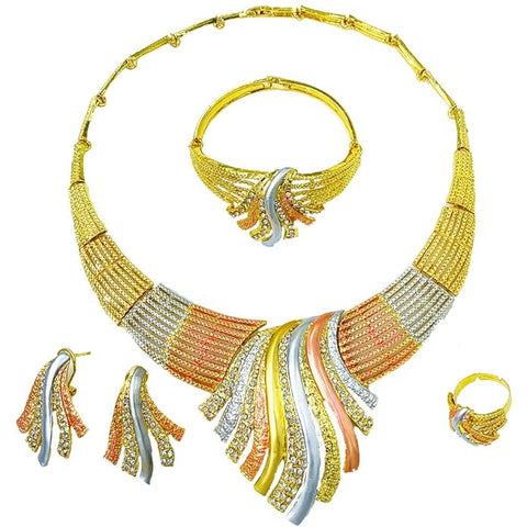Artificial  Jewellery Only,Necklace Set Dubai Golden Costume Jewelry Set Nigerian Wedding Jewellery for Ladies