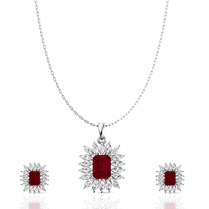 Artificial  Jewellery Only，ANAYRA 925 Sterling Silver Heart Pendant Set for Women | Hallmark Certified Silver Pendant Set | Silver Jewellery for Women | Great for Gifting