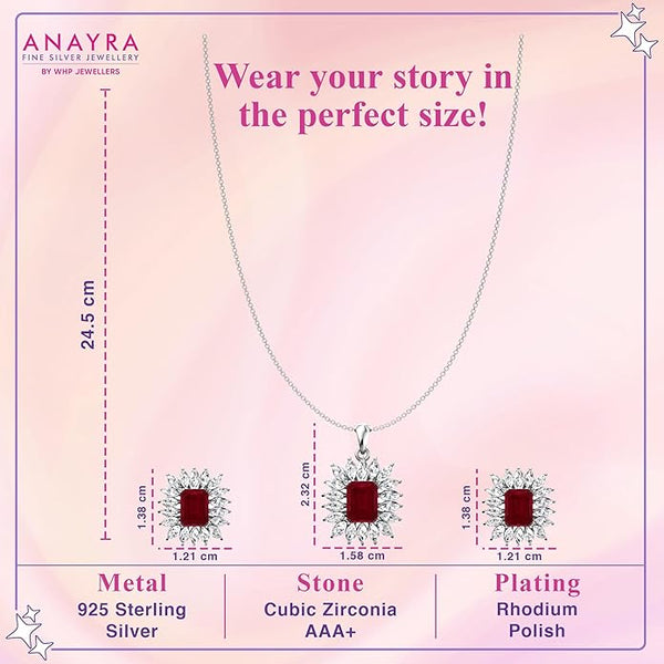 Artificial  Jewellery Only，ANAYRA 925 Sterling Silver Heart Pendant Set for Women | Hallmark Certified Silver Pendant Set | Silver Jewellery for Women | Great for Gifting