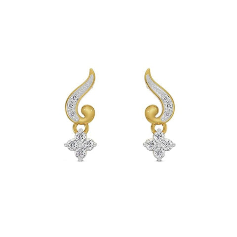 Artificial  Jewellery Only,EMORI Yellow  Gleaming Akira Diamond Earrings For Women