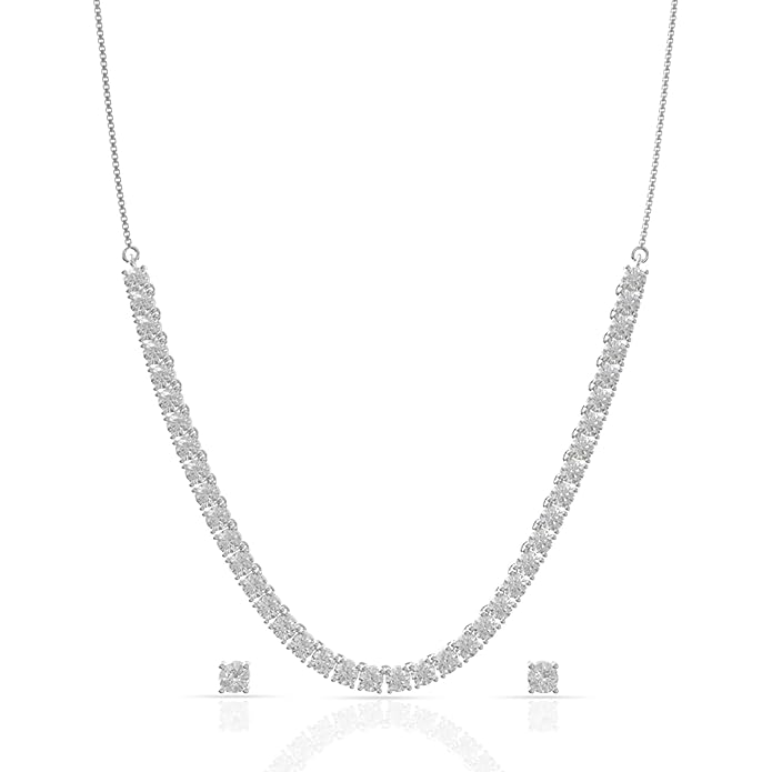 Artificial  Jewellery Only,ANAYRA 925 Sterling Silver Necklace Set for Women