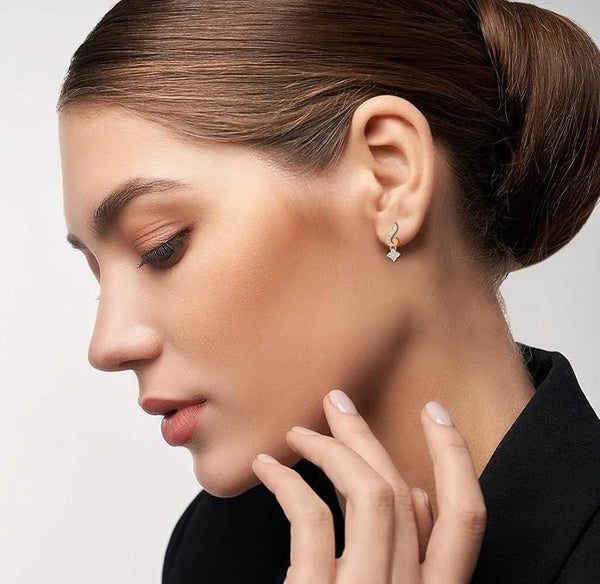 Artificial  Jewellery Only,EMORI Yellow  Gleaming Akira Diamond Earrings For Women