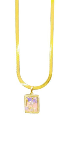 Artificial  Jewellery Only,Necklace with Iridescent Square Pendant