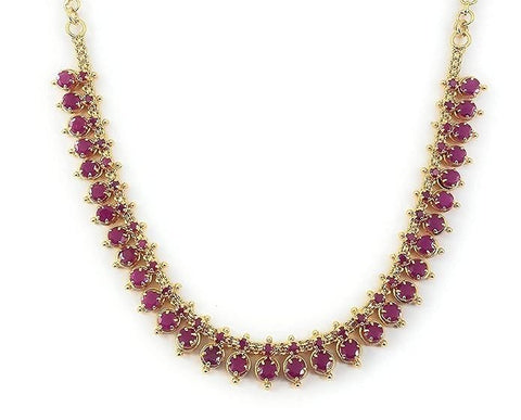 Artificial  Jewellery Only, South Indian Fashion Jewellery Stylish Ruby Emrald Stone Necklace for Women & Girls (DAT/HALL-02) (Yellow)