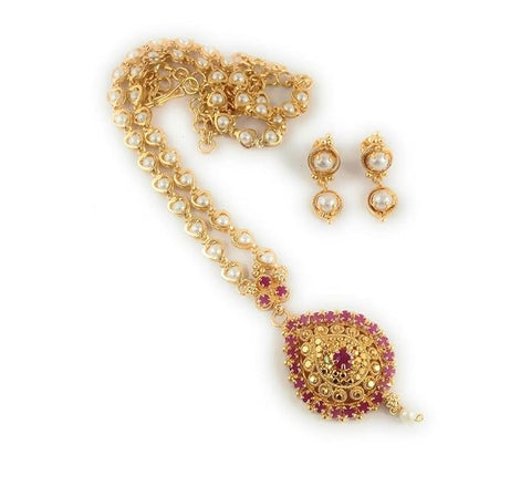 Artificial  Jewellery Only,CUTE  1 Gram Micro  Plated Traditional Trendy South Indian Fashion Jewellery Stylish Ruby Emrald Stone Necklace for Women & Girls