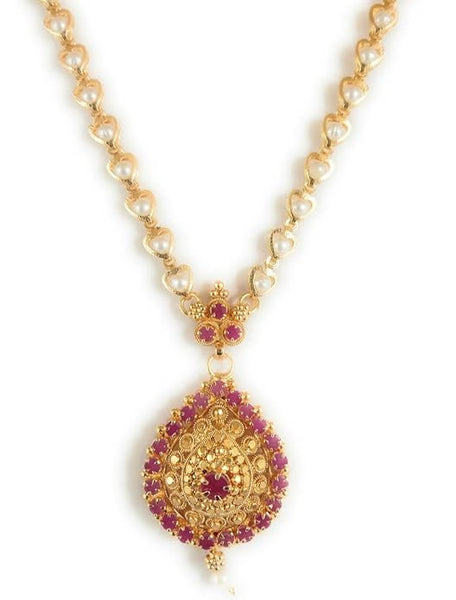 Artificial  Jewellery Only,CUTE  1 Gram Micro  Plated Traditional Trendy South Indian Fashion Jewellery Stylish Ruby Emrald Stone Necklace for Women & Girls